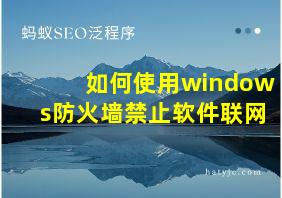 如何使用windows防火墙禁止软件联网