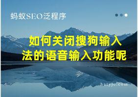 如何关闭搜狗输入法的语音输入功能呢