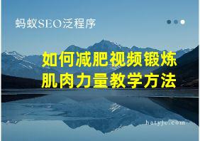 如何减肥视频锻炼肌肉力量教学方法