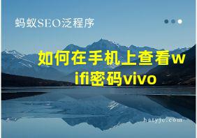 如何在手机上查看wifi密码vivo