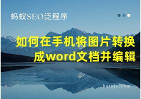 如何在手机将图片转换成word文档并编辑