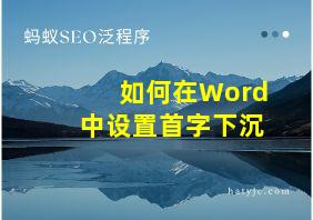 如何在Word中设置首字下沉