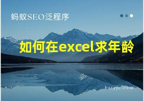 如何在excel求年龄