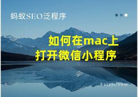 如何在mac上打开微信小程序