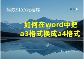 如何在word中把a3格式换成a4格式