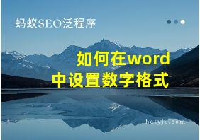 如何在word中设置数字格式