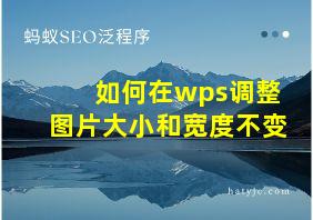 如何在wps调整图片大小和宽度不变