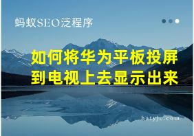 如何将华为平板投屏到电视上去显示出来