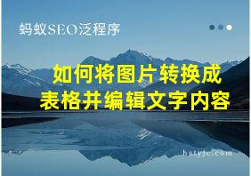 如何将图片转换成表格并编辑文字内容