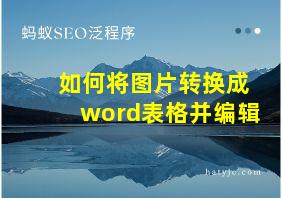 如何将图片转换成word表格并编辑