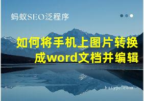 如何将手机上图片转换成word文档并编辑