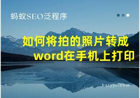 如何将拍的照片转成word在手机上打印