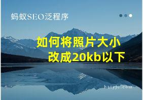 如何将照片大小改成20kb以下