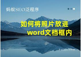 如何将照片放进word文档框内