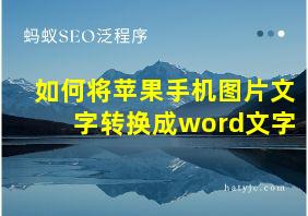 如何将苹果手机图片文字转换成word文字