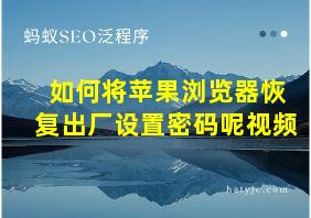 如何将苹果浏览器恢复出厂设置密码呢视频