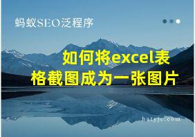 如何将excel表格截图成为一张图片