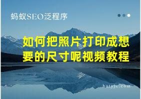 如何把照片打印成想要的尺寸呢视频教程