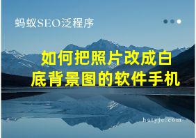 如何把照片改成白底背景图的软件手机