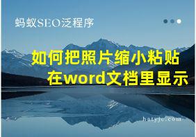 如何把照片缩小粘贴在word文档里显示