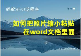 如何把照片缩小粘贴在word文档里面