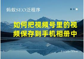 如何把视频号里的视频保存到手机相册中