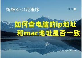 如何查电脑的ip地址和mac地址是否一致