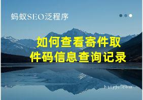 如何查看寄件取件码信息查询记录