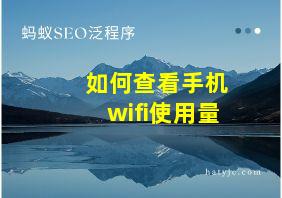 如何查看手机wifi使用量