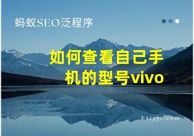 如何查看自己手机的型号vivo