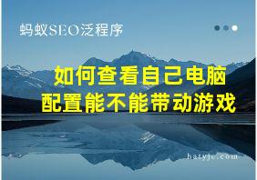 如何查看自己电脑配置能不能带动游戏