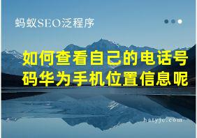 如何查看自己的电话号码华为手机位置信息呢