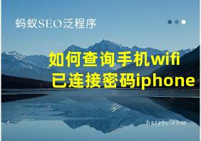 如何查询手机wifi已连接密码iphone