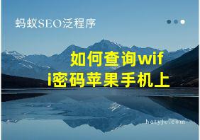 如何查询wifi密码苹果手机上