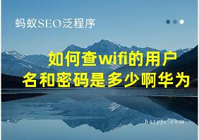 如何查wifi的用户名和密码是多少啊华为