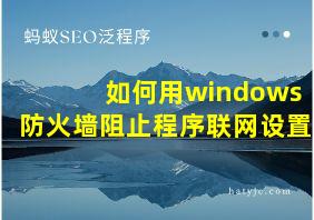 如何用windows防火墙阻止程序联网设置