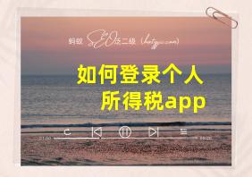 如何登录个人所得税app