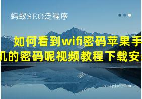 如何看到wifi密码苹果手机的密码呢视频教程下载安装