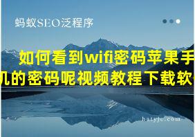 如何看到wifi密码苹果手机的密码呢视频教程下载软件