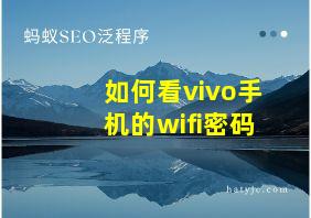 如何看vivo手机的wifi密码