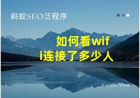 如何看wifi连接了多少人