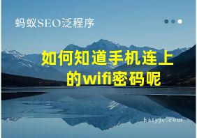 如何知道手机连上的wifi密码呢