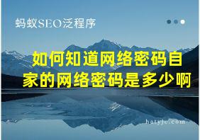 如何知道网络密码自家的网络密码是多少啊