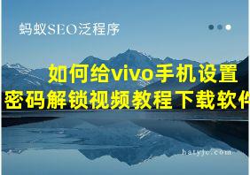 如何给vivo手机设置密码解锁视频教程下载软件