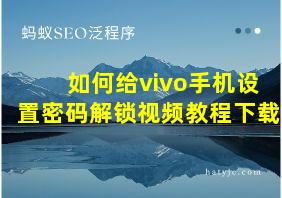 如何给vivo手机设置密码解锁视频教程下载