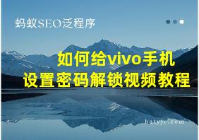 如何给vivo手机设置密码解锁视频教程