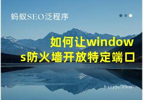 如何让windows防火墙开放特定端口