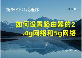 如何设置路由器的2.4g网络和5g网络