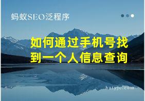 如何通过手机号找到一个人信息查询