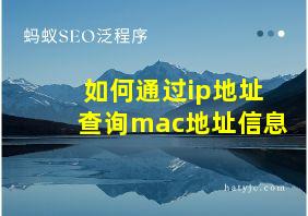 如何通过ip地址查询mac地址信息